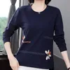 Shintimes, camiseta de manga larga con bordado de letras florales para mujer, camiseta de primavera de talla grande, ropa suelta, camiseta de algodón para mujer 210623