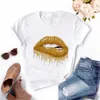 Sexy Lips Design Women Summer T Shirt Tops Białe kobiecie Śliczne krótkie rękawy Ubrania Dziewczyny w usta drukowane koszulki rozmiar s3xl high Qualit22288607