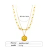 Pendant Necklaces Stainless Steel Fashion Vintage Multi-layer Coin Chain Choker Necklace For Women Gold Color Portrait