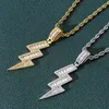 Flash Lightning Halskette 18 Karat Gold Schmuckset Diamant-Zirkonia-Anhänger Hip-Hop-Halsketten Bling-Schmuck für Frauen Männer Edelstahlkette Will und Sandy