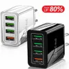 Szybkie szybkie ładowarki telefonu komórkowego 4 porty QC3.0 30W UE US Plug Wall TALL WALL Adapter dla iPhone'a 15 11 13 14 Samsung S10 S8 S9 PC PC PC PC