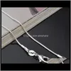 Chains Necklaces & Pendants 1Mm 925 Sterling Sier Plated Snake Necklace Lobster Clasps Chain Jewelry 16 18 20 22 24 Inches