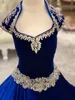 Royal-Blue Velvet Pageant Dresses for Infant Toddlers Teens 2021 Cap Sleeve ritzee roise Ball Gown Long Little Girl Formal Party G189N