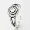 Autentyczne 925 Sterling Silver CZ Diamond Ring z oryginalnym pudełkiem dla Pandora Obrączki Zestaw Biżuterii zaręczynowej Kobiety