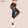 Graffiti noir Sexy taille haute Legging Anti Cellulite Slim élasticité Push Up Fitness Gym Leggings femmes pantalons empilés 210925