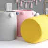 Laundry Bags New Large Woven Cotton Rope Storage Basket Baby Hamper Storage Bin Baskets for Organize Toy Diaper Home Decor-Pink