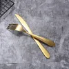 4 pezzi set posate oro cucchiaio forchetta coltello cucchiaino da tè oro opaco acciaio inossidabile cibo posate set di stoviglie RRA28337 523 R28760673