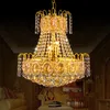 European Golden Crystal Chandeliers American Moden Luxuoso Chandelier Iluminação Luminária Casa sala de jantar Sala de estar Pendurar lâmpadas diâmetro45cm Altura52cm