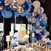 104 sztuk Navy Blue Balloons Arch Kit Srebrny i Złoty Konfetti Balony Baby Shower Urodziny Dekoracje Ślubne Globs 210719