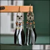 Stud Earrings Jewelry S1470 Bohemian Fashion Vintage Feather Handmade Beads Dangle Tassel Drop Delivery 2021 2Bx3W