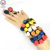 UK Nya Charm Armband Multicolor Wood Bead Smycken Kvinnor Handgjorda Armband med Ringar Designer Lyx Bangles Tillbehör Q0719