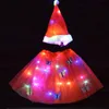 Decorazione per feste Neonata Donna Led Illuminato Anno Carnevale Natale Costume da vacanza Abbigliamento Costume in tulle Cappello Bacchetta magica Ghirlanda