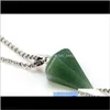 Lockets halsband hänger droppe leverans 2021 naturlig pärla sten mini hexagon prisma reiki pendul pendant charms helande chakra amulet fash