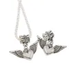 Metale Angel Wing Heart Big Hole Koraliki 100 sztuk / partia 21.8x24.5mm Antique Silver Fit Europejskiej Charm Bransoletki Biżuteria DIY B189