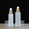 Frostat glasflaska Kosmetisk reseförpackning Refillerbar Lotion Spray Pump Flaskor 20ml 30ml 40 ml 60 ml 80 ml 100 ml kosmetikbehållare