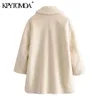 Mulheres Moda Grosso Quente Faux Pele Loose Teddy Casaco Vintage Manga Longa Bolsos Feminino Outerwear Chic Overcoat 210416