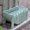 Antique Vert Clôture Conception Deux Couches En Bois Mur Pot De Fleur Européenne Maison Jardin Décor Pieds Suspendus Bois Plante Panier Jardinières Pots