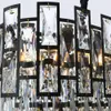 Modern Amerikan Siyah Parlatıcı Villa Oturma Odası için Kristal LED Avize Dikdörtgen Mutfak Adası Kapalı Aydınlatma Avizeler Metal Kolye Lambaları Işıklar