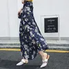 Tulle Skirt Black Harajuku Pleated Korean Long High Waist Streetwear Bohemian Floral A-Line 210428