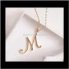 Colliers Pendentifs Bijoux Drop Delivery 2021 26Pieces Gold Sier Swirl Initial Alphabet Lettre Collier Tous 26 Anglais A-Z Cursive Luxury M