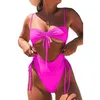 Swimsuit Plus Size Swimwear Women Push Up Neon Bandeau High Waist Vintage Retro Bathing Suit Swim Wear 210520