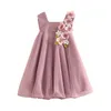 Summer 212 Years Old Children Birthday Wedding Solid Color Flower Decoration Princess Sleeveless Kids Big Girl Party Dress 2108023798332