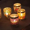 Dinner Bar Decorations Candle Holders Mosaic Small Cup Glass Candlestick European Style Handmade Romantic Candlelight