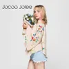 Jocoo Jolee Women Off Bluzka Bluzka Seksowna pełna rękawa motyla kwiatowy nadruk Top Lose Uprowade Tops Casual Tee plaż