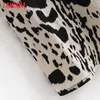 Tangada Kvinnor Animal Print French Style Dress Half Sleeve Ladies Midi Dress Vestidos 2G13 210609