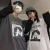 2020 Fashion Thin Fake Two-Piece Anime Long-Sleeved T Shirt Streetwear Kpop Couple Clothes Hip Hop One Piece Print Tops Male Y0322