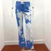 Jocoo Jolee Casual High Waist Loose Long Pants Women Summer Hip Hop Trousers Fashion Tie-dye Print Wide Leg Jeans Streetwear 210518