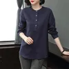 Mola Coreia Moda Mulheres Manga Longa Solta Camisa All-Matched Casual Cotton Linho Blusas Ladies Tops Plus Size S881 210512