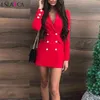 Winter dress elegant casual long sleeve party solid color sexy button decorated evening holidays women 210515