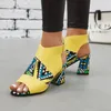 Fanyuan Women Women High Heel Sandals Roman Style Summer Shoes для модного граффити для печати.