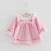 Baby Girl Spanish Long Sleeves Dresses Little Girls Cotton Pink Dress Autumn Children Boutique Frock Toddler Birthday Gift 210615