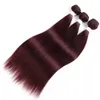 Bundles de cheveux brésiliens raides bordeaux # 99J rouge vif 3/4 pièces faisceau de tissage de cheveux humains Extensions non Remy