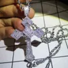 Moda Classic Retro Duży Cyrkonia Naszyjnik Dla Mężczyzn Wysokiej Jakości Crystal Cross Choker Wisiorek Biżuteria Religijna