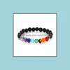 Perlé, Brins Bracelets Bijoux Sept Chakra Tête De Bouddha Guérison Pierres Précieuses Antique Sier Aessory Reiki Stretch Yoga Bracelet Pour Cadeau Dr