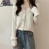 H.SA Women Sweet Twisted Jacket Button Up Pink Sweater Outfit Knit Slim Korean Cardigans Mujer 210417