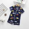 Flickor Satin Silk Pyjamas Set Kids Boy Cartoon Sleepwear Outfits Summer Toddler Short Semeveshorts Leisure Wear Home Clothes 210916746210