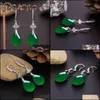 Charm Earrings Jewelry Natural Green Jade Chalcedony Water Drop 925 Sier Carved Jadeite Fashion Amet For Women Gifts Delivery 2021 Edxsp