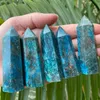 6-7cm Rare Natural Blue Apatite Crystal Point Wand Tower Gift Reiki Healing Home Decora