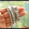 Wedding Bracelets Jewelry4Pcs/Set Men Titanium Steel Roman Numeral Bracelet Horseshoe Buckle Bangles Pulseira Bileklik Handmade Jewelry Drop