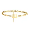 111 222 Angle Number Anklet Foot Bracelets Bangles Cuban Chain Stainless Steel Ankle Gold Jewelry