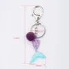 Jaymaxi Mermaid Hairball Key chains Imitation Enamel Ball Resin Gradient Fishtail Keychain Jewelry Wholes 10Pieces/lot