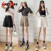 Garemay witte zomer shorts voor vrouwen wide poot hoge taille zwarte losse Koreaanse stijl vintage vrouwen knielengte 210719