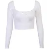 Women's T-Shirt Europe Autumn Winter 2022 Long-sleeved Bow Sexy Square Neck Stitching Female Tops Discount