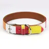 カラーPUレザーペット犬カラフルな虹犬カラーサイズs M L子猫子犬調節可能な襟ストラップ1