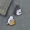 Black White Cat Enamel Brooches Pin for Women Fashion Dress Coat Shirt Demin Metal Funny Brooch Pins Badges Promotion Gift