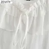 Zevity Women Sweet Cascading Ruffles Dekoration Casual White T-shirt Kvinna Chic Kortärmad Stickning Sommar Toppar T695 210603